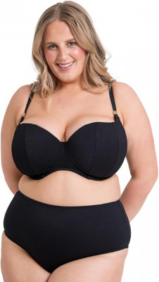 Curvy Kate Jet Set Padded Balcony Bikini Top (black) 
